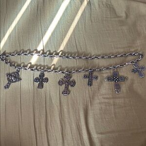 Vintage Silver Cross Charm Belt